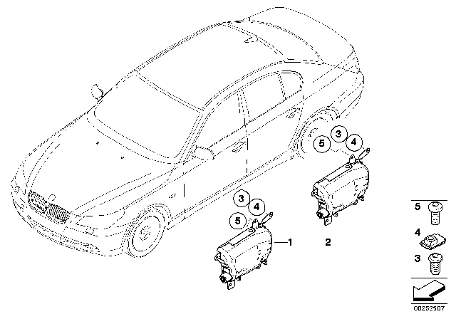 2008 BMW 528xi Left Rear Door Airbag Module Diagram for 72127034059