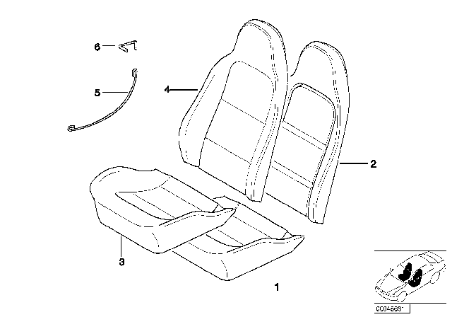 1997 BMW Z3 Seat, Front, Cushion & Cover Diagram 3