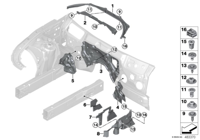 2019 BMW 740i Mounting Parts, Engine Compartment Diagram