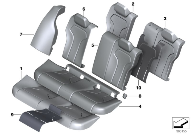 2015 BMW M3 Seat, Rear, Cushion & Cover Diagram