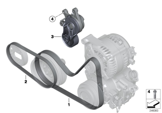2014 BMW 320i Belt Drive-Alternator / AC / Power Steering Diagram