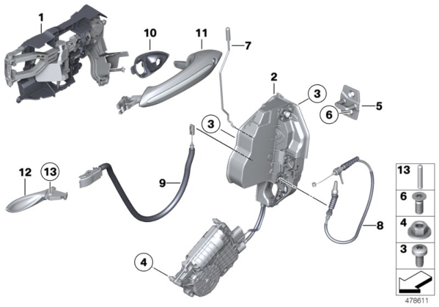 2014 BMW 528i Locking System, Door Diagram 1