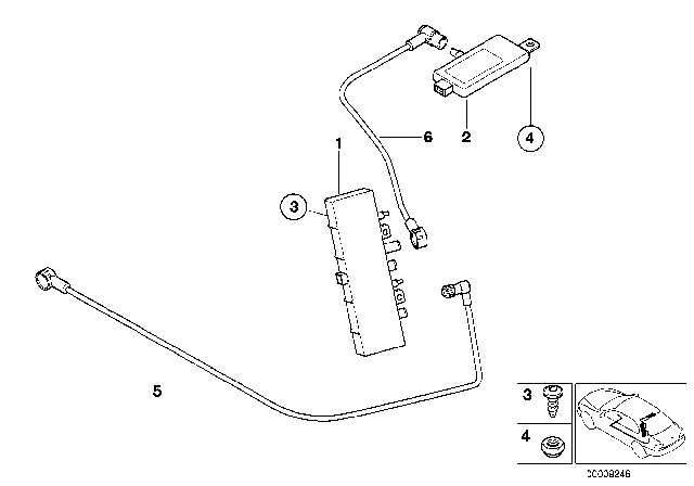 1999 BMW 528i Parts For Lateral / Rear Window Antenna Diagram