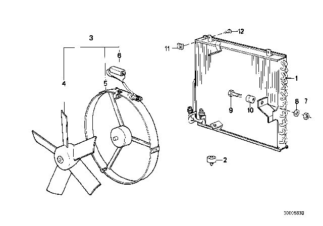 1989 BMW 535i Climate Capacitor / Additional Blower Diagram