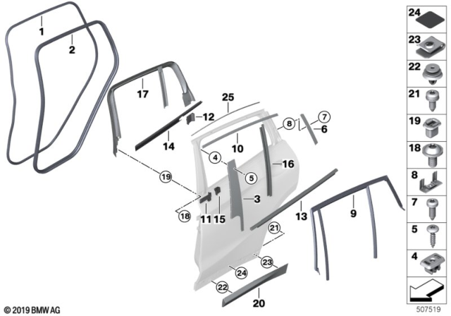 2020 BMW X4 Shaft Cover Rear Door Left Diagram for 51357433103