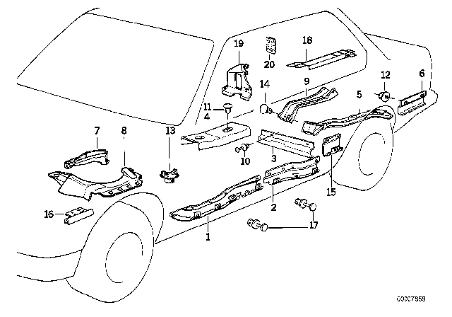 1993 BMW 740i Cable Covering Diagram