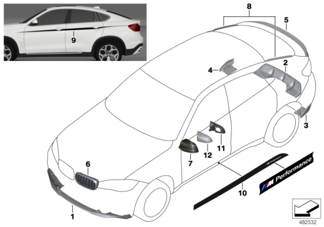 2018 BMW X6 M Performance Accessories Diagram