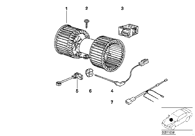 1995 BMW 750iL Heater Blower Control Diagram for 64118391399