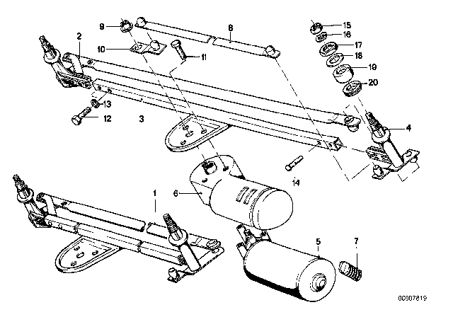 1983 BMW 320i Single Wiper Parts Diagram