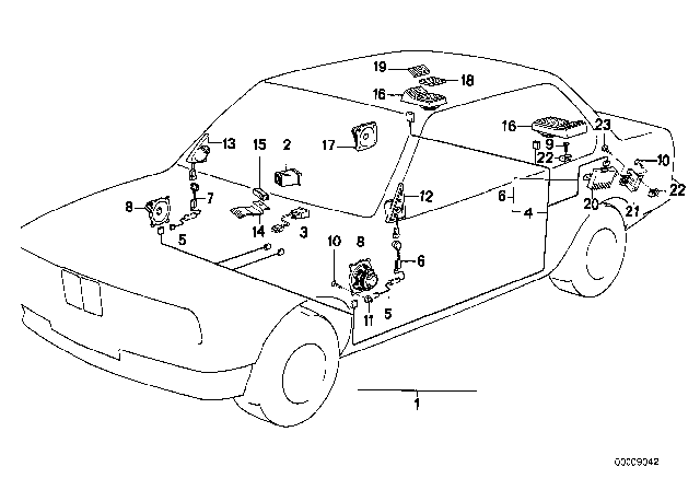 1984 BMW 325e Single Components Sound System Diagram