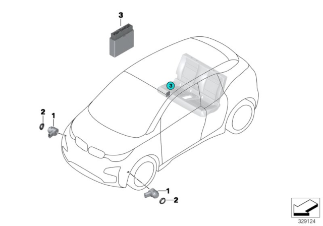 2019 BMW i3s Parking Maneuvering Assistant PMA Diagram