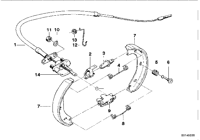 1970 BMW 2800 Hand Brake Bowden Cable Diagram for 34411118582