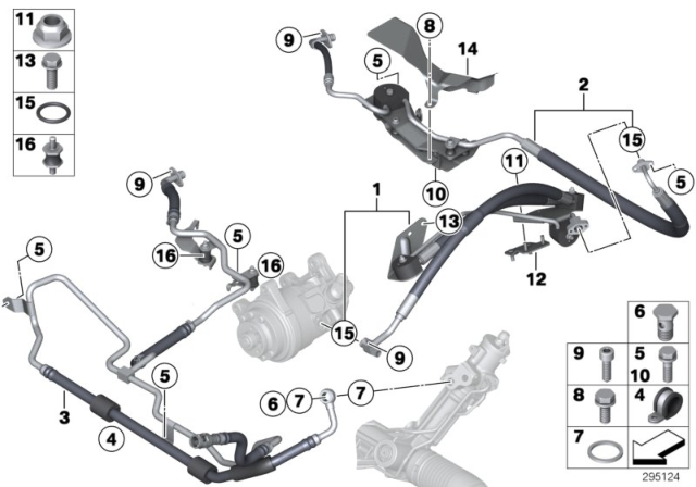 2011 BMW X5 Power Steering, Fluid Lines / Adaptive Drive Diagram