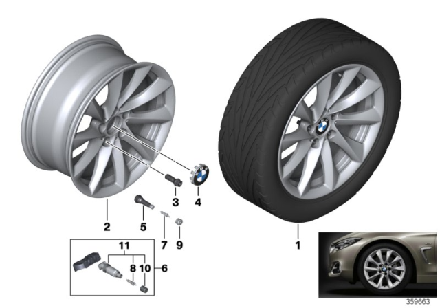 2018 BMW 440i xDrive Gran Coupe Disc Wheel, Light Alloy, Reflex-Silber Diagram for 36116796248