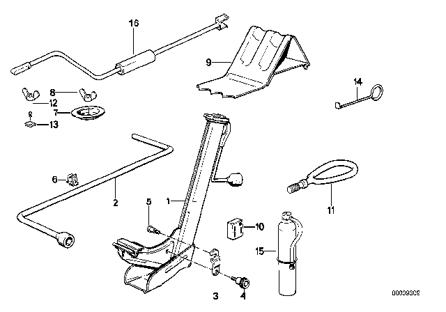 1990 BMW 325is Tool Kit / Lifting Jack Diagram