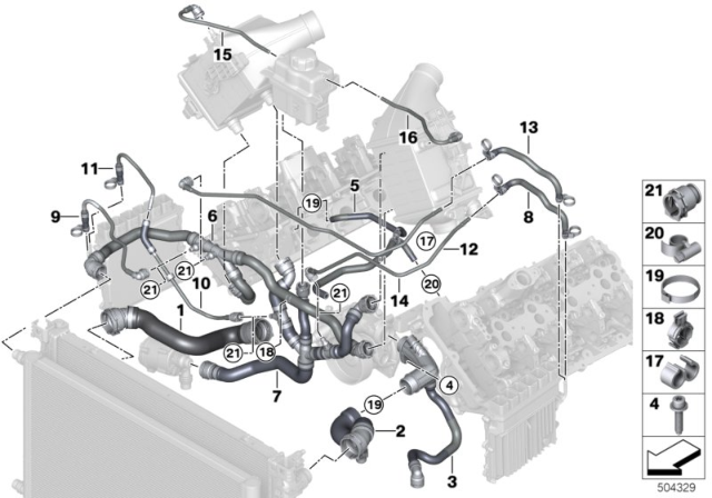 2017 BMW Alpina B7 Cooling System Coolant Hoses Diagram