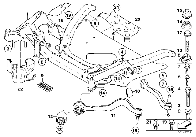 2010 BMW 650i Front Axle Support, Wishbone / Tension Strut Diagram