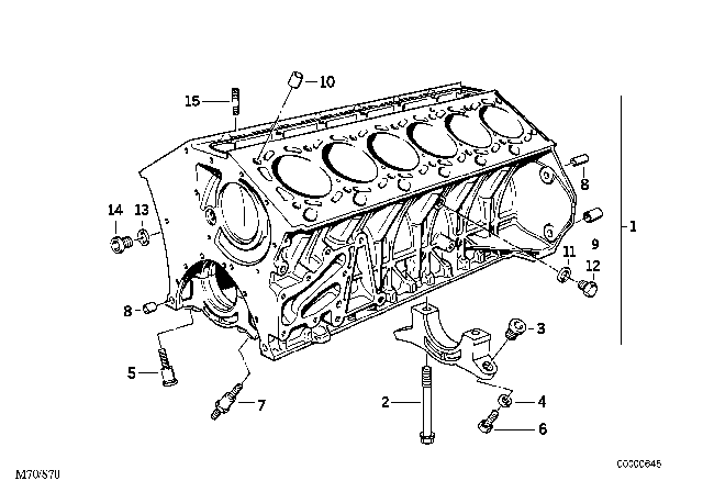 1988 BMW 750iL Engine Block & Mounting Parts Diagram 1