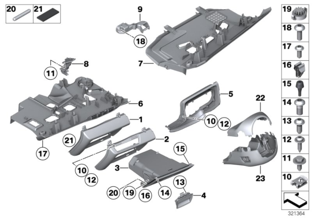 2010 BMW 750Li Mounting Parts, Instrument Panel Diagram 2