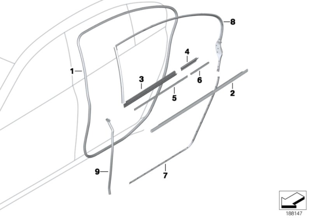 2011 BMW 760Li Inner Right Window Channel Cover Diagram for 51357179128