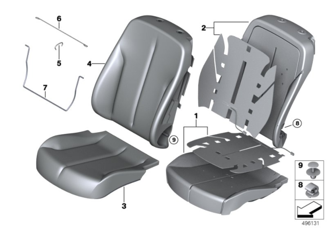 2016 BMW 435i xDrive Foam Pad Basic Backrest Right Diagram for 52107411552
