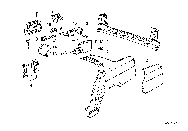 1993 BMW M5 Section Of Rear Left Fender Diagram for 41008110951