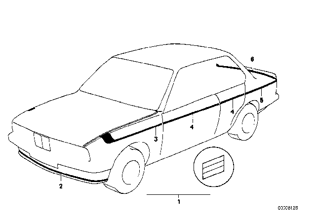 1984 BMW 325e Decorating Stripes Door Right Diagram for 51141932216