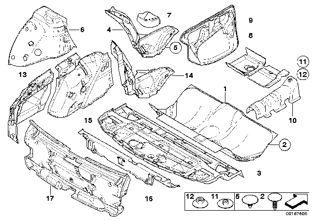 2007 BMW 530xi Sound Insulation, Subwoofer, Left Diagram for 51487039407