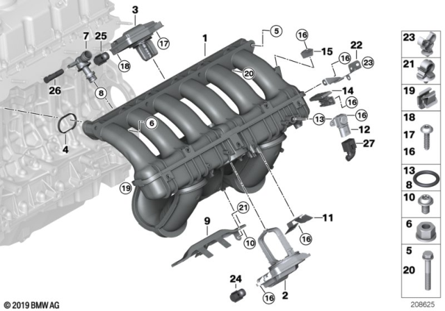 2006 BMW 530xi Fuel Pipe Bracket Diagram for 11617532072