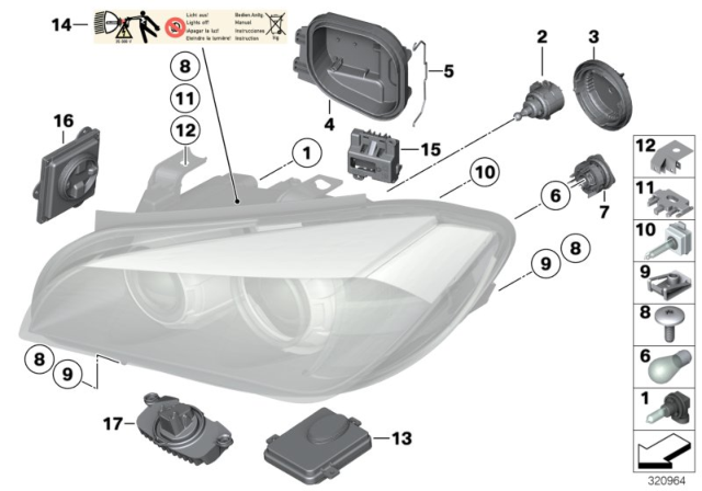 2014 BMW X1 Control Unit Xenon Light Diagram for 63117237647