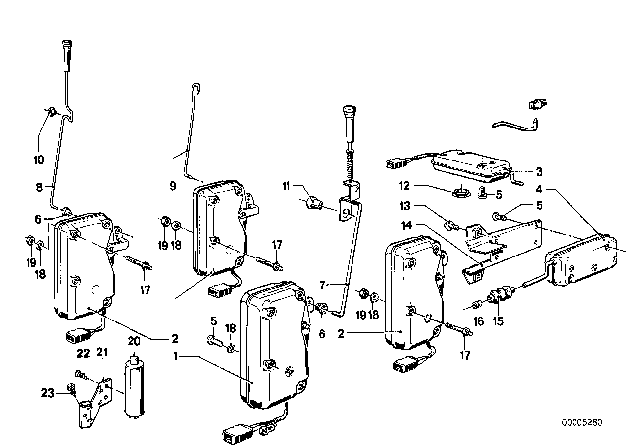 1979 BMW 733i Central Locking Trunk Lid Diagram for 51261363597