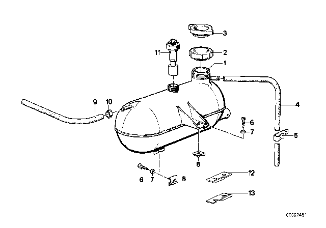 1978 BMW 633CSi Engine Coolant Recovery Tank Diagram for 17111707505