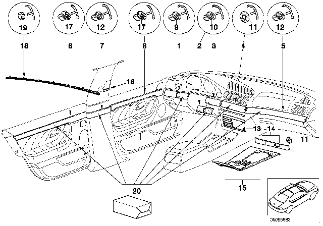 2001 BMW 750iL Wooden Strip,Instrument Panel Centre. Left Diagram for 51458258421