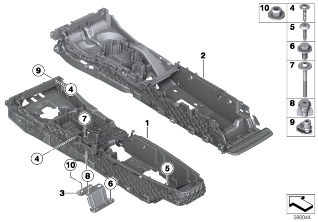 2014 BMW 650i Carrier, Centre Console Diagram for 51169197324