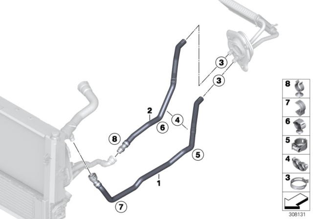 2014 BMW 428i Cooling Water Hoses Diagram 1
