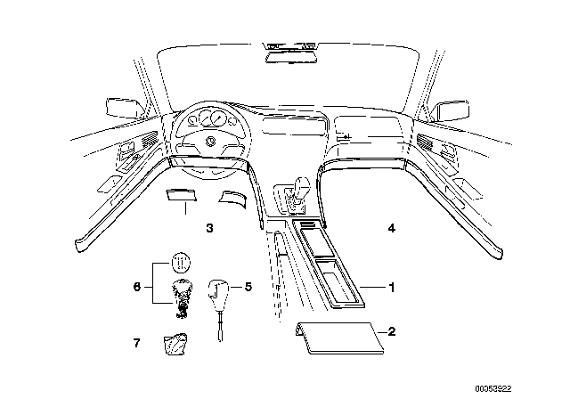 1993 BMW 850Ci Wooden Selector Lever Handle Diagram for 25162277572