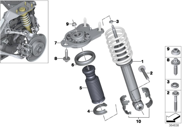 2014 BMW i3 Rear Left Shock Absorber Spring Coil Strut Assembly Diagram for 33526852231