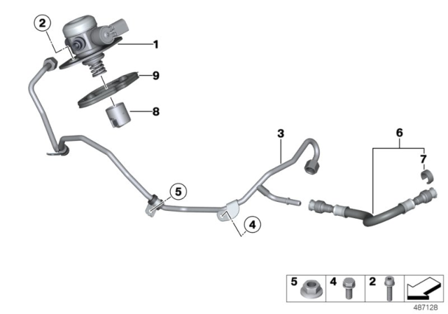 2014 BMW 750Li High-Pressure Pump / Tubing Diagram