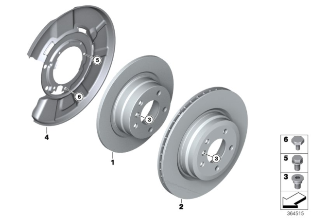 2014 BMW X1 Rear Wheel Brake / Brake Disc Diagram