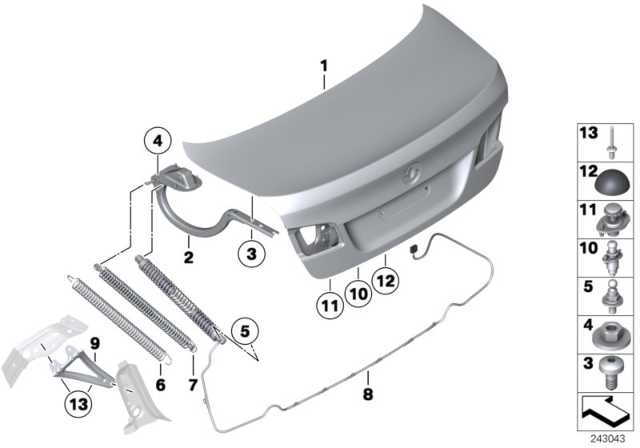 2013 BMW M5 Trunk Lid Diagram for 41627240552