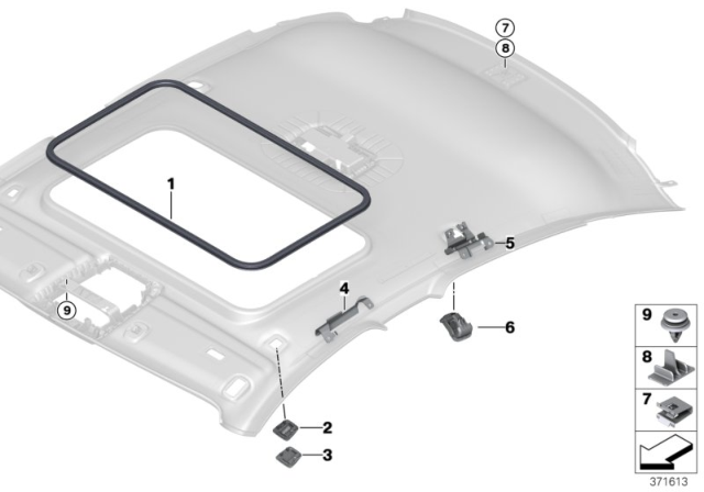 2019 BMW 440i Gran Coupe Mounting Parts, Roofliner Diagram