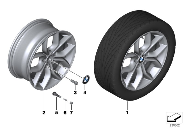 2012 BMW X3 BMW LA Wheel, Y-Spoke Diagram 1