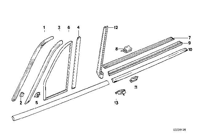 1991 BMW 325i Window Sealing Right Diagram for 51321922756