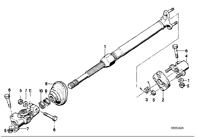 1986 BMW 524td Steering Column - Lower Joint Assy Diagram 1