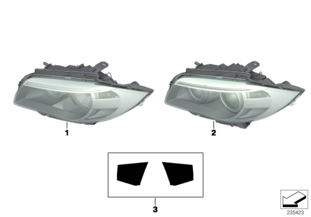 2012 BMW 128i Left Headlight Diagram for 63117273835