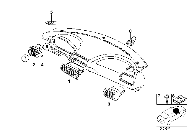 2002 BMW Z3 M Outflow Nozzles / Covers Diagram