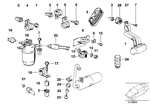 1991 BMW 318is Body Nut Diagram for 16111152613