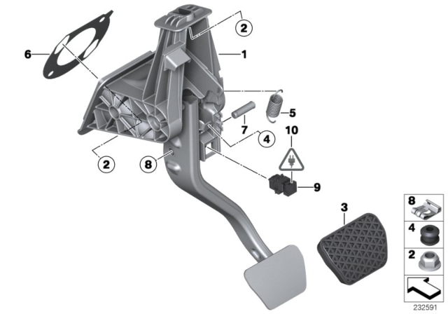 2017 BMW X4 Pedal Assembly, Automatic Transmission Diagram