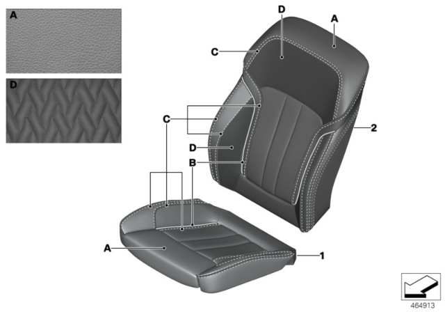 2018 BMW 540i Individual Cover, Leather Comfort Seat Diagram