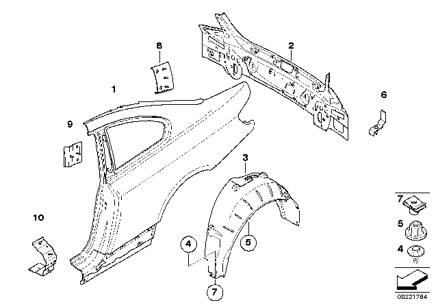 2009 BMW 328i Side Panel / Tail Trim Diagram